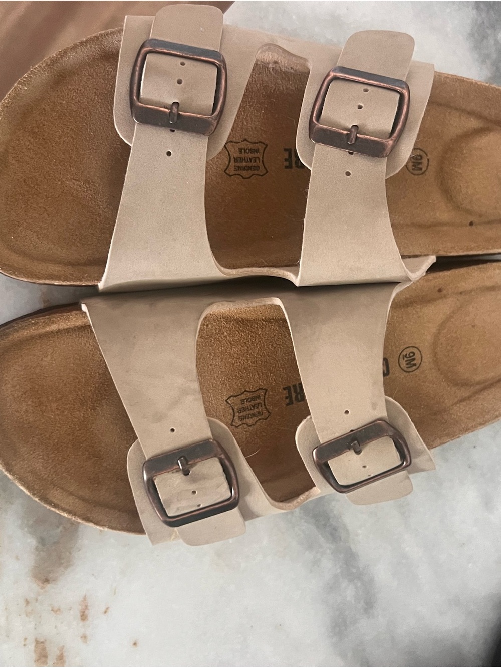 Women's Double-Buckle Neutral Sandals - Soft Beige